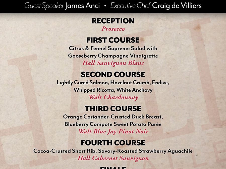 Hall Napa Valley Wine Dinner