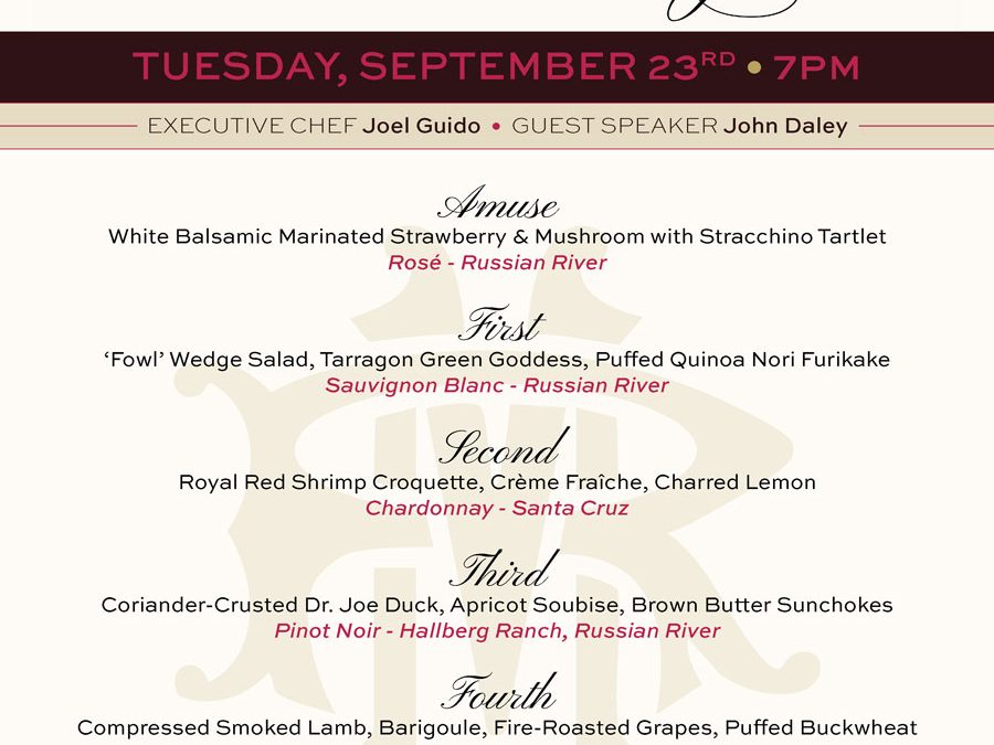 Martin Ray Wine Dinner