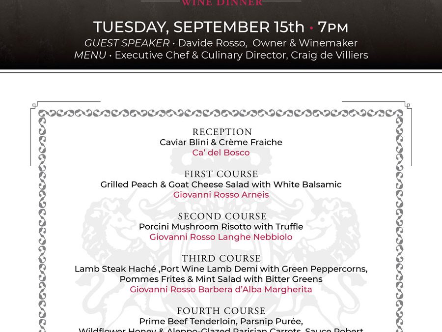 Giovanni Rosso Wine Dinner