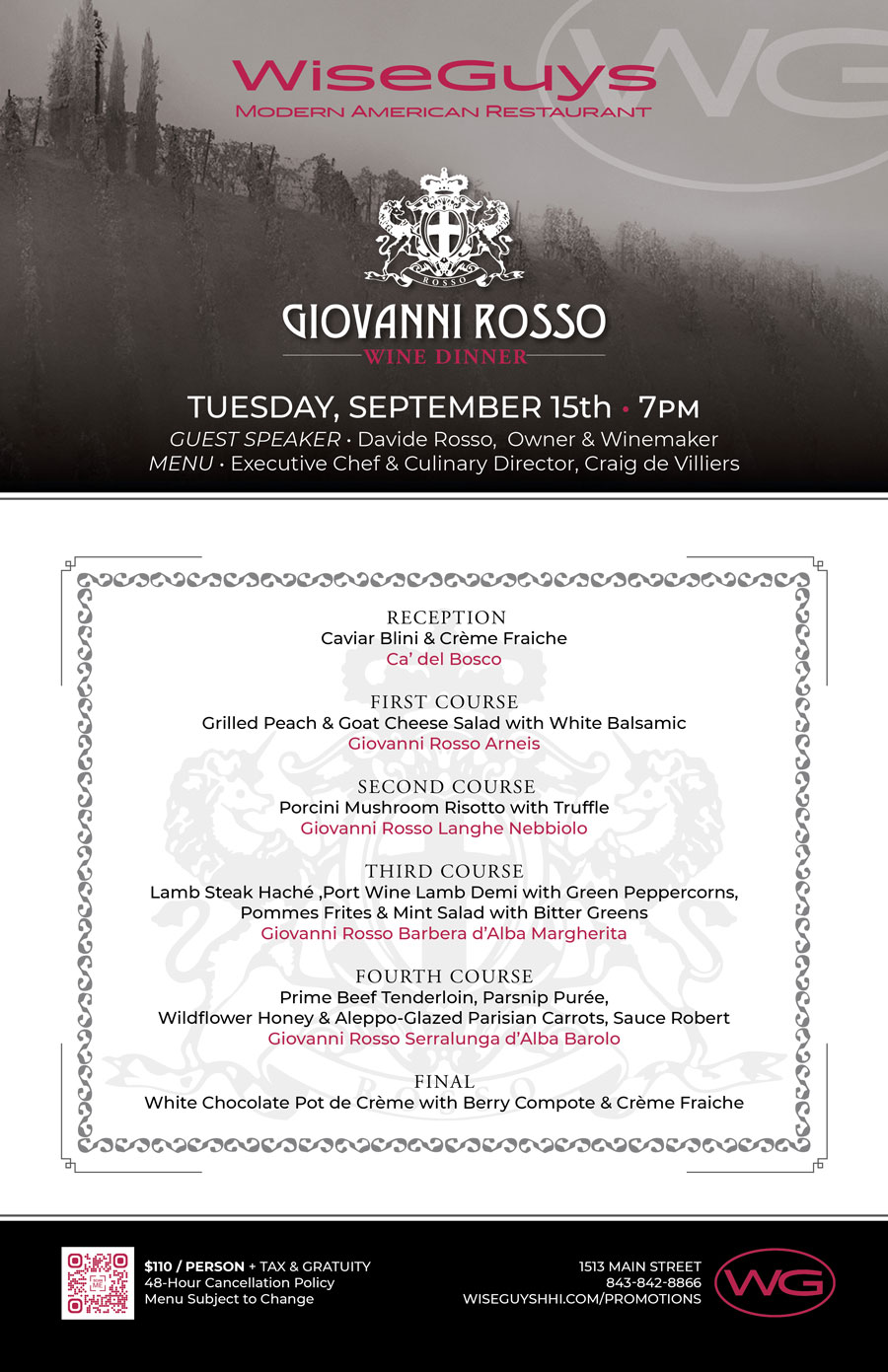 Giovanni Rosso Wine Dinner